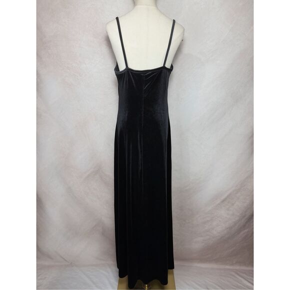 Vintage 1990s Black Velvet Slip Dress Minimalist Y2K Silhouette Whimsygoth Alt - Picture 3 of 5